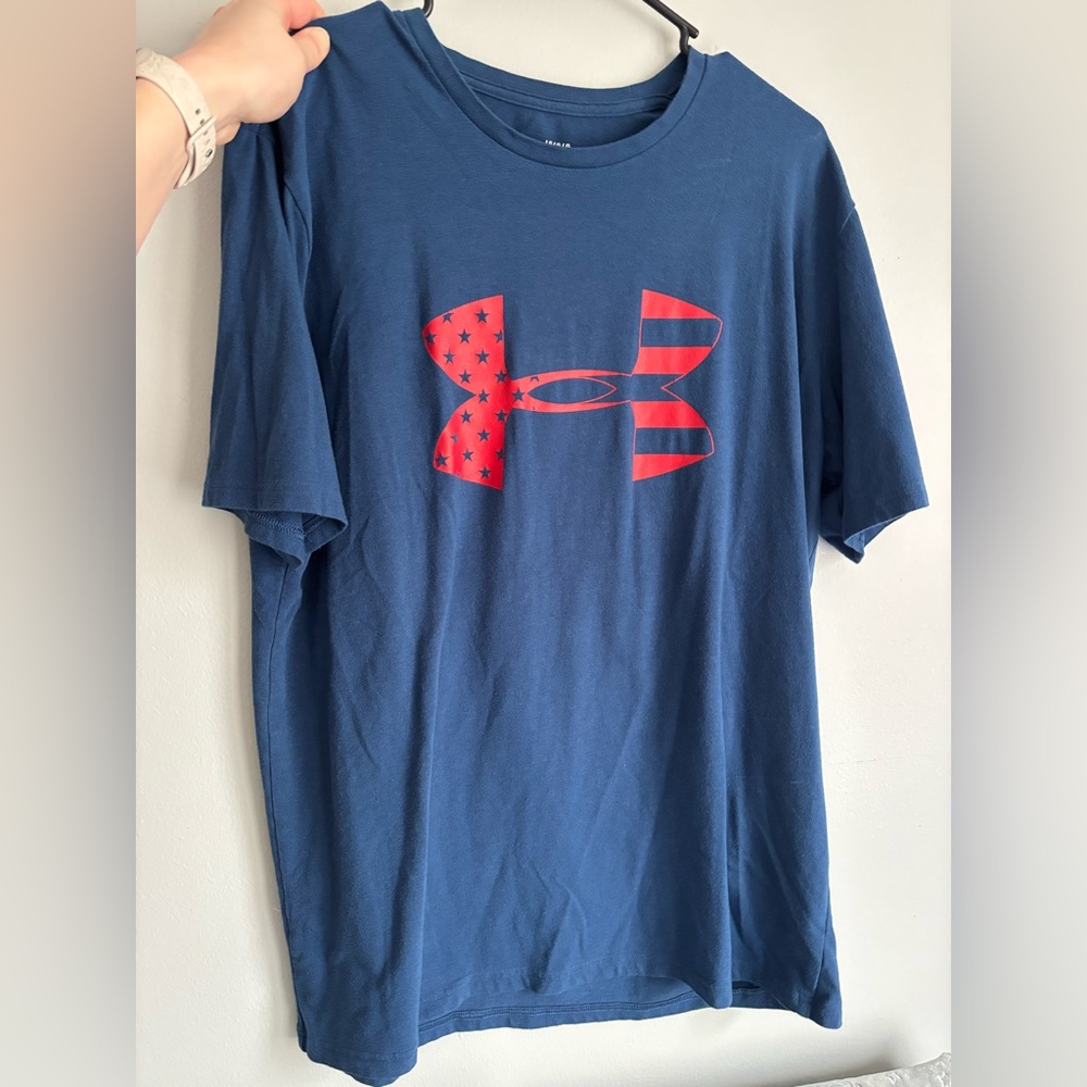 Under Armour Men's Navy T-Shirt with Patriotic Red Logo